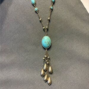 Lia Sophia Turquoise and Gold Pendant Necklace